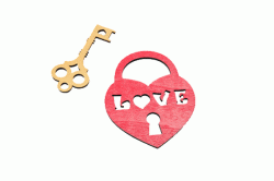 Wooden ornament (heart & key)